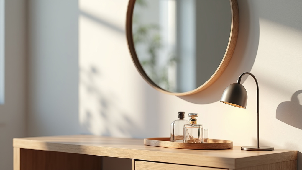 Coiffeuse bien organisée avec accessoires rangés