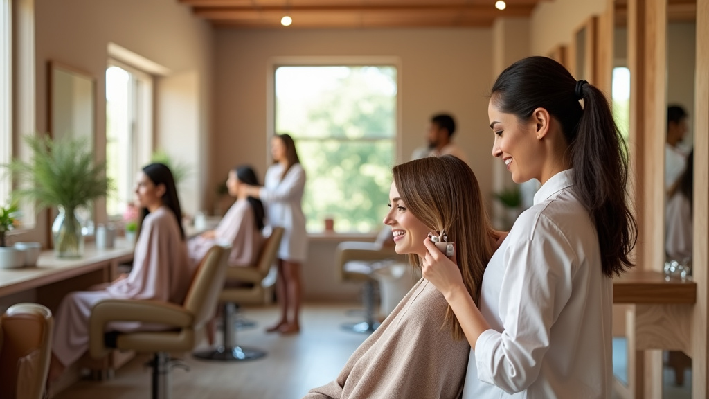 Ambiance chaleureuse d'un espace coiffure moderne