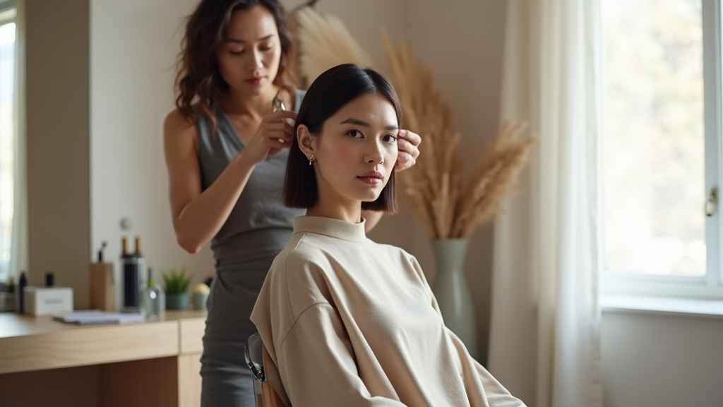 Analyse morphologique d'un visage par un coiffeur visagiste