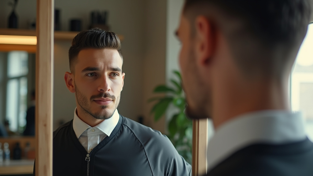 Homme avec une coupe de cheveux adaptée à sa forme de visage