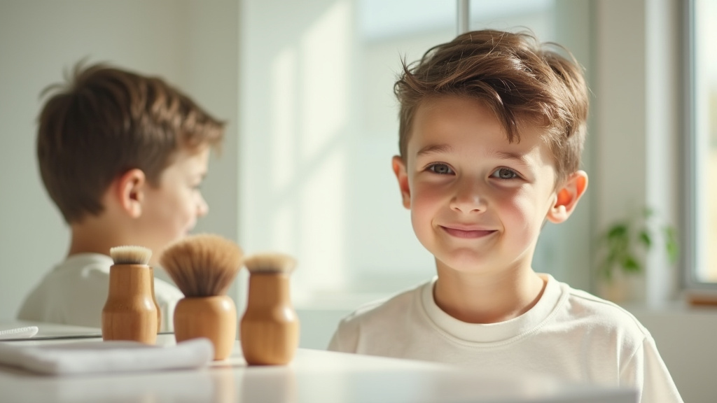 Un petit garçon avec des tresses collées complexes