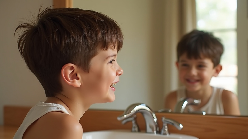 Un petit garçon avec une coiffure tendance et soignée