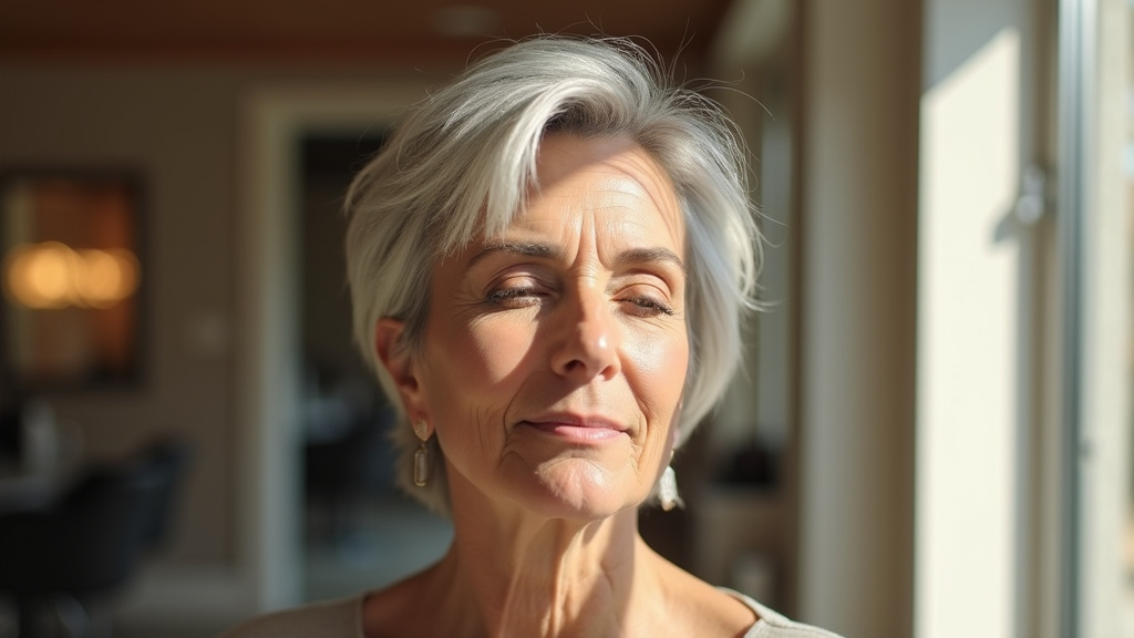 Femme de 50 ans avec une coupe moderne et élégante