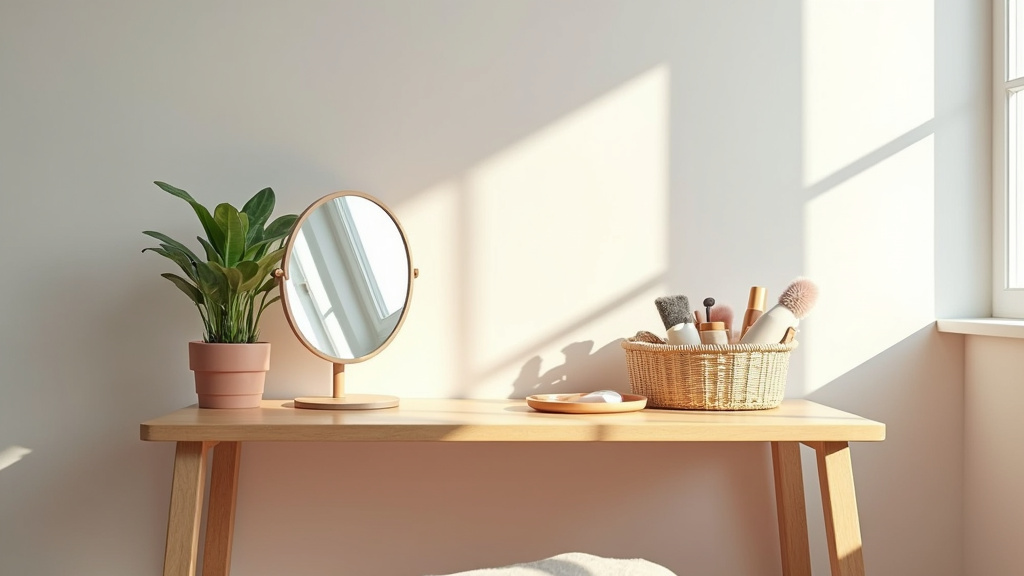 Coiffeuse IKEA avec miroir lumineux et rangements organisés