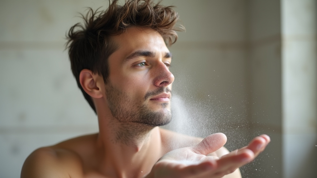 Application de poudre coiffante sur cheveux