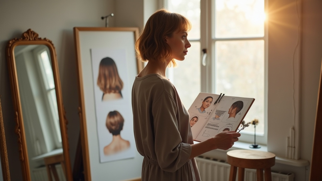 Femme avec visage en cœur portant une coupe carré ondulé