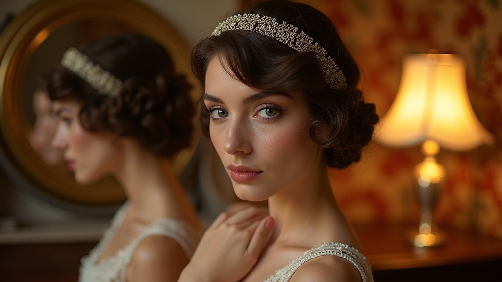 Chapeau cloche années 20 avec coiffure complète