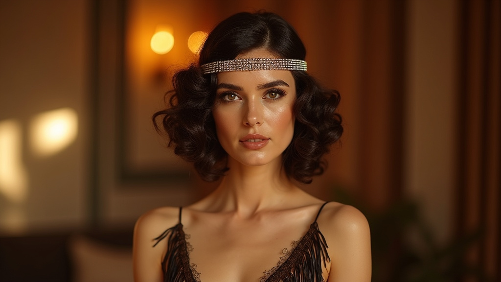Coiffure années 20 avec finger waves et headband élégant