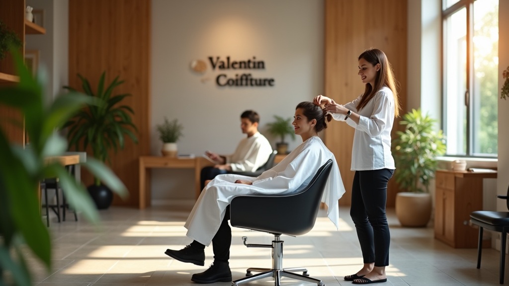 Intérieur du salon Valentin Coiffure à Toulouse